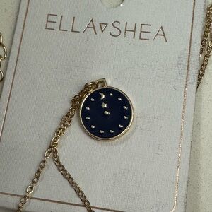 Ella Shea Gold and Blue Astrology Pendant 8’ Necklace